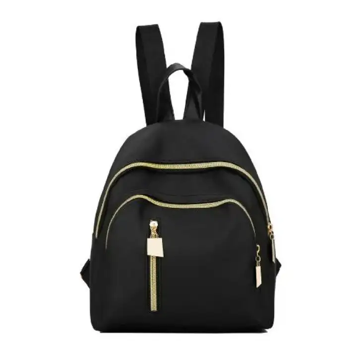 black women's backpack gold zip