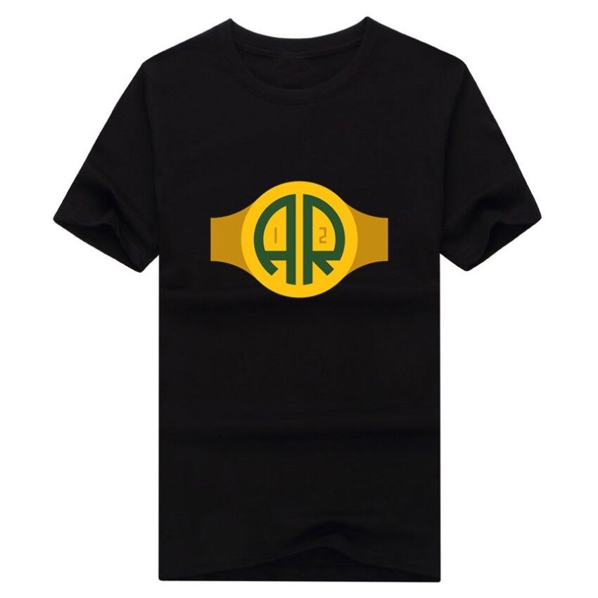 Banshan Pria Bay QB Aaron Rodgers Kaos Katun Streewear Pop Lengan Pendek Laki-laki Kaos Kaus Atasan Hitam-Intl