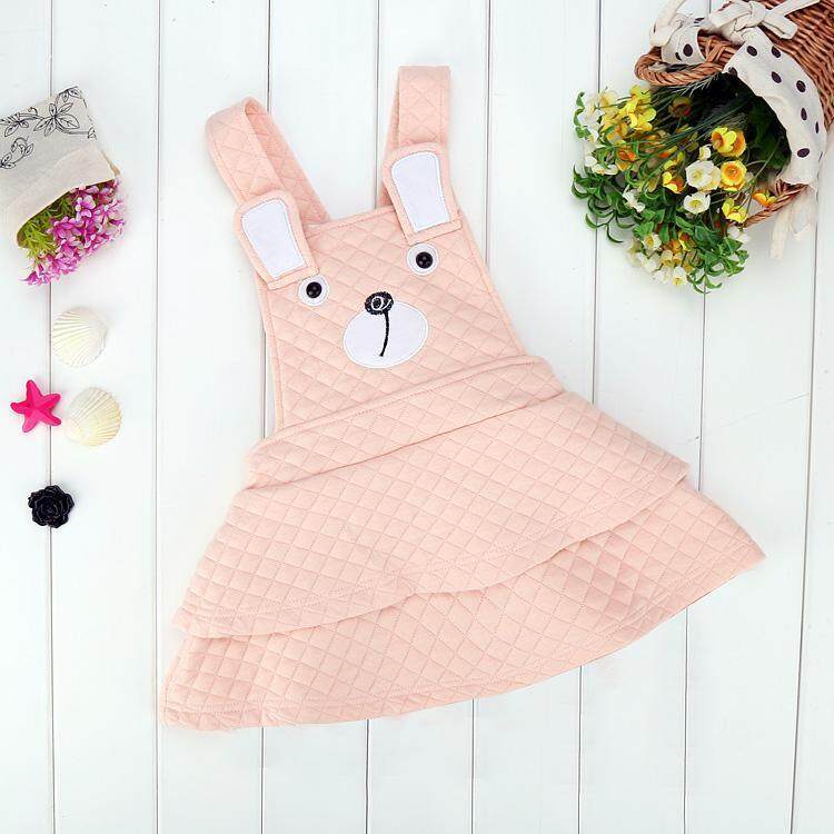 Big Discount Fashion Baby Girls Sleeveless Strap Plaid Layer Dress Thick Cross Back Dress (Pink) - intl
