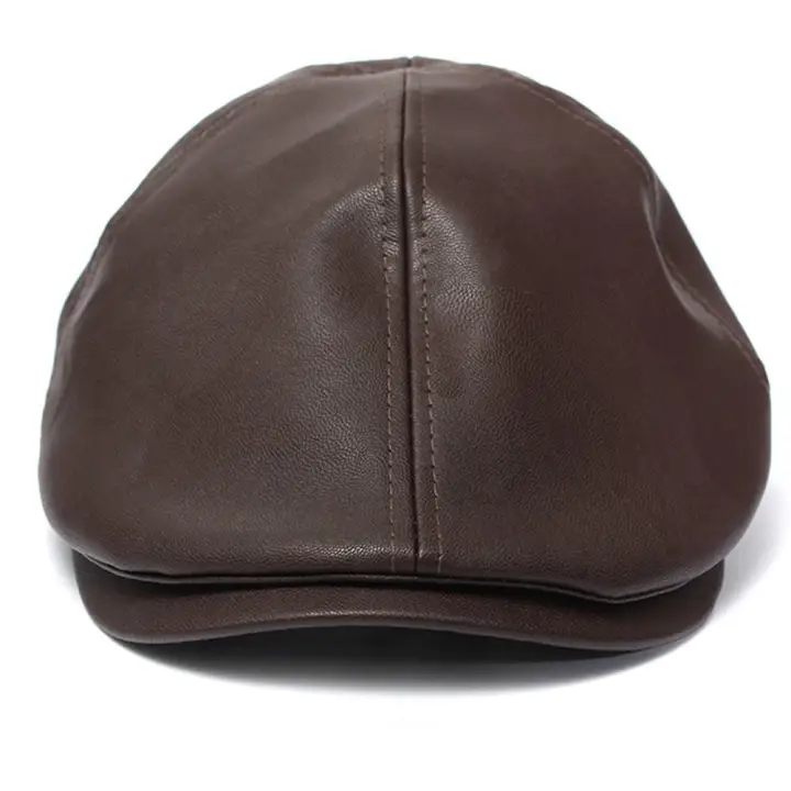faux leather flat cap