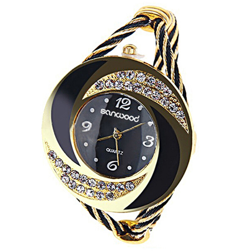 Bluelans® Womens Gold Crystal Bangle Bracelet Watch Malaysia