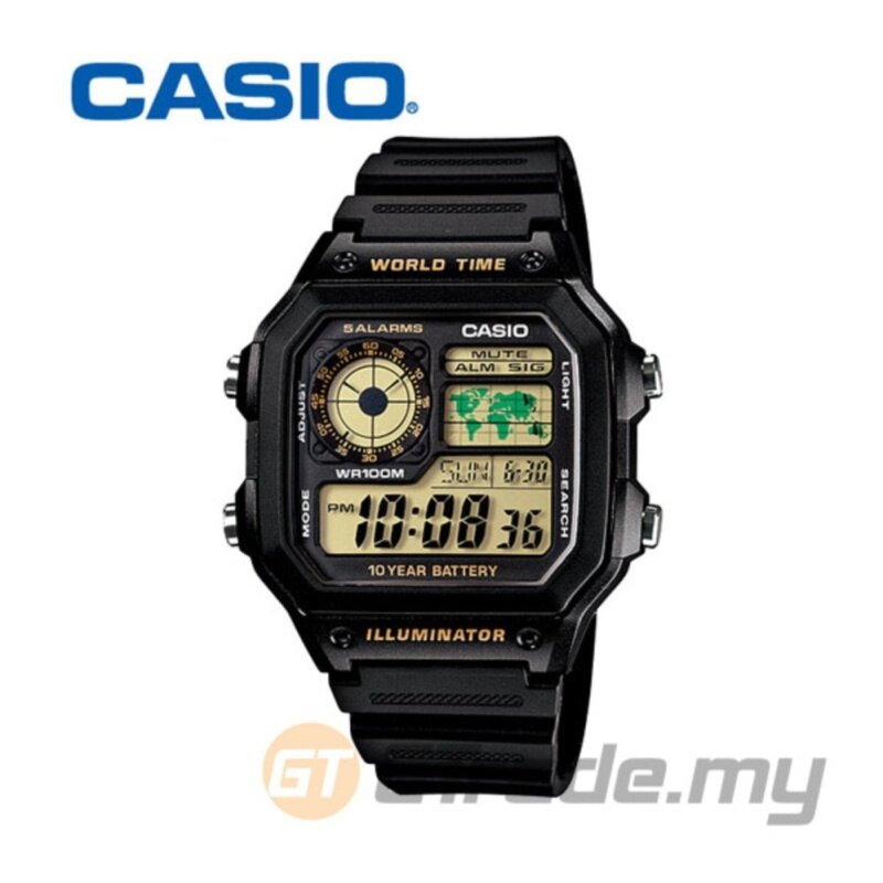 Casio Mens Black Resin Strap Watch AE-1200WH-1BV Malaysia
