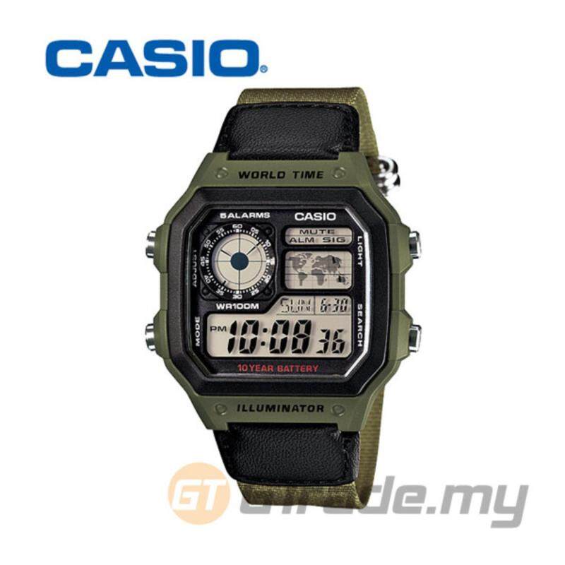 Casio Standard Mens Cloth Strap Watch (Green) AE-1200WHB-3BV Malaysia