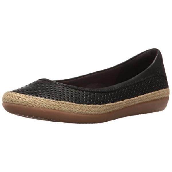 CLARKS Clarks Womens Danelly Adira Ballet Flat, Black Leather, 11 M US - intl