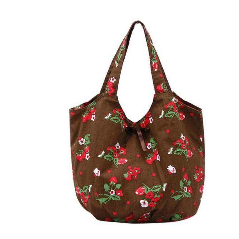 Women Tote Bags At Best Price In Malaysia Cotton Canvas Bag Strawberry Bow Portable Shoulder Handbags