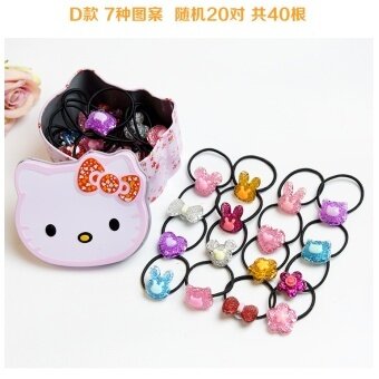 Decorated with music open children baby hair rope small rubber band cartoon hair ring gift box 40 set security does not hurt the hair roots headrope (D paragraph) - intl