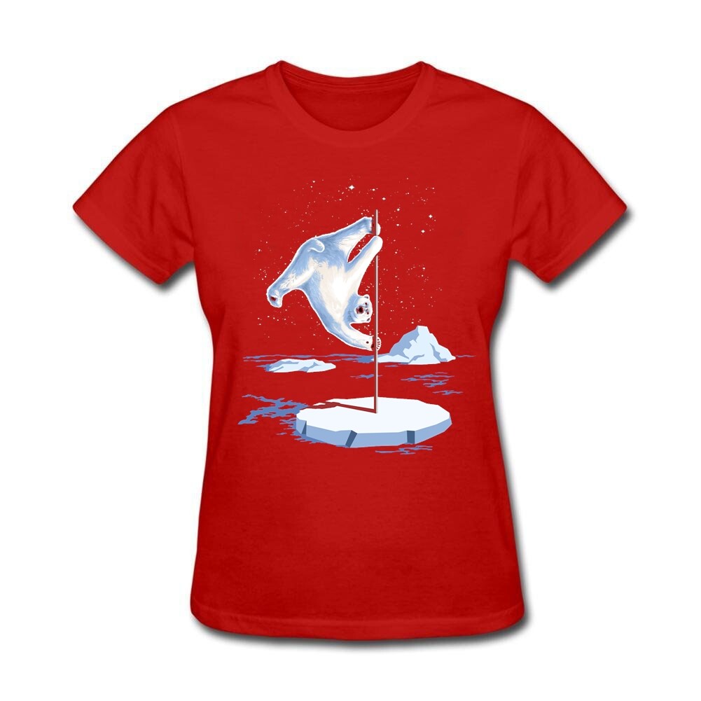 DIY Wanita Utara Penari Tiang Kaos Situs Retro Menari Beruang Kutub Kaos Pendek Wanita Kaos Jual Obral Merah-Intl
