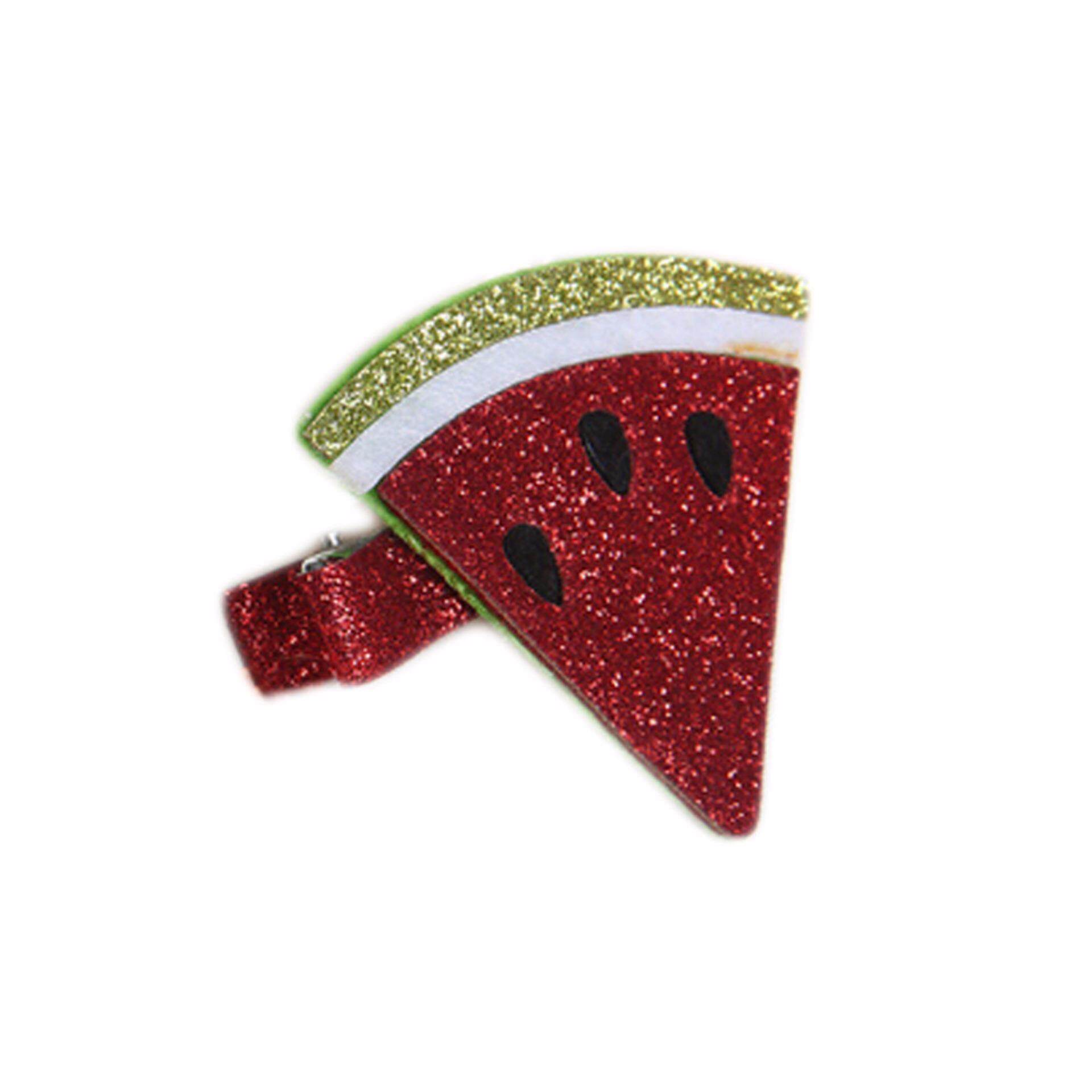 Fancyqube 1 Piece Glitter Metallic Makanan Buah Felt Penjepit Rambut Nanas Semangka Hairpins Ice Cream Air
