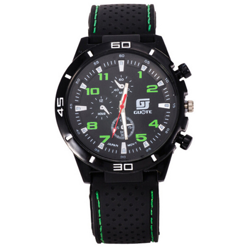 Fashion Casual Sports Mens Jelly Silicone Band Wristwatch Fake Small Dials Pattern (Green) Malaysia