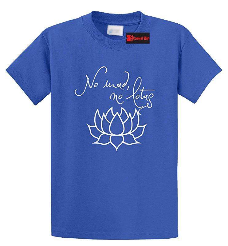 Fashion Lucu Tidak Ada Lumpur Tidak Lotus Kustom Kasual Kapas Mens Lengan Pendek Bulat T Kemeja Biru-Intl