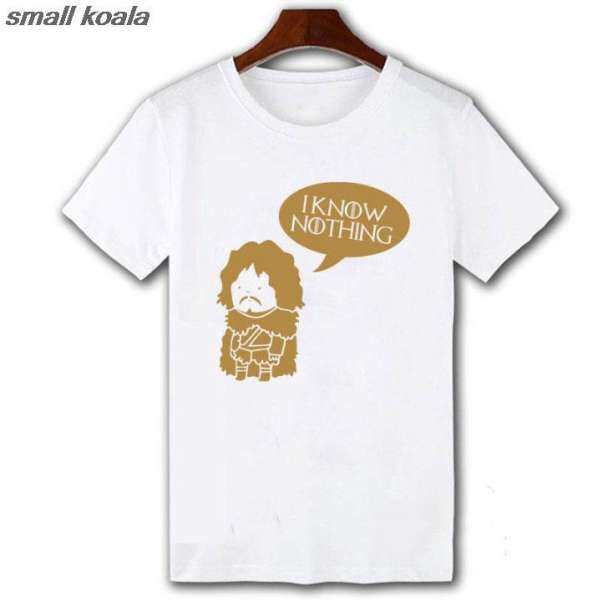 Fashion tshirt JON SNOW GAME OF THRONES Inspired T Shirt Tee Top Shirts Mens Funny I KNOW NOTHING T-shirt Homme Hip Hop Hipster Harajuku Tshirt - intl