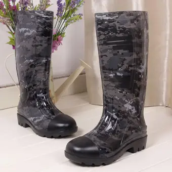Men Fashion Rain Boots Cool Camouflaged Male Rain Shoes Anti,slip Waterproof Fishing Rubber Shoes Rain Boots