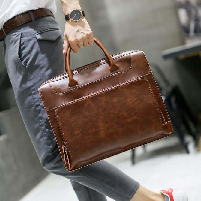 100% Genuine Cow Leather Business Bags Korean version of the men's handbag fashion briefcase men's business simple casual personality hand bag wild