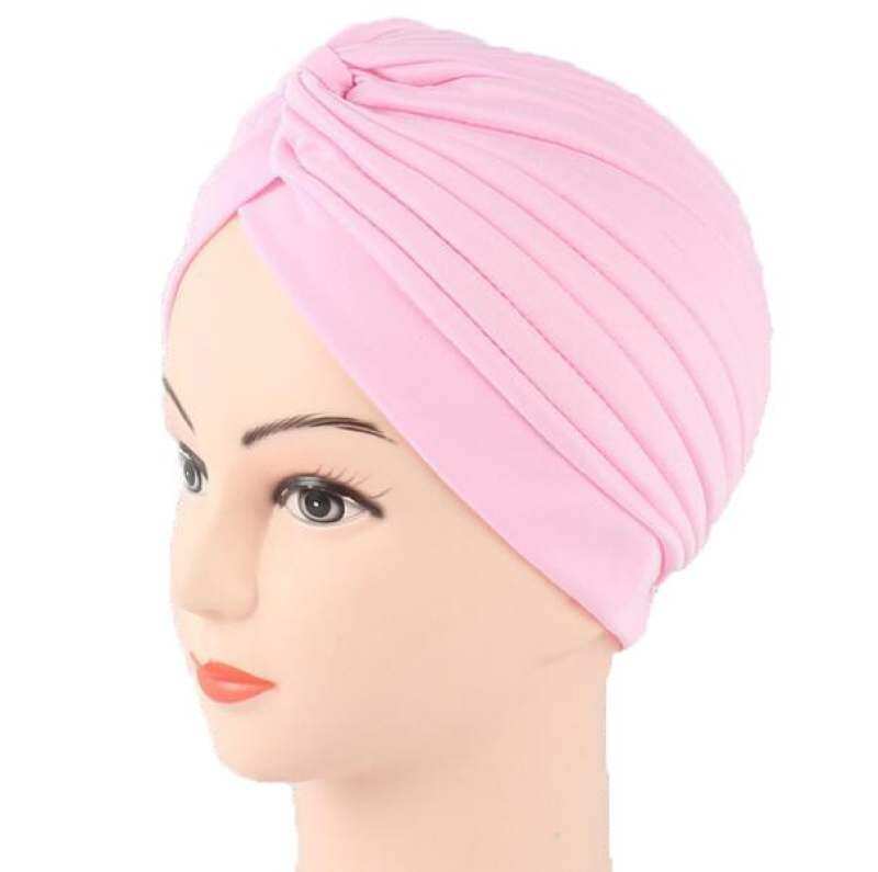Jilbab Fashion Hiasan Kepala Wanita Turban Muslim Headwrap Headband Topi Yoga Cap Ikat Kepala Hitam Merah Ungu Biru Kuning Emas Perak-Intl