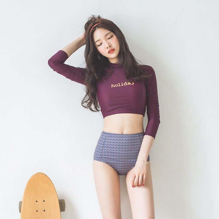 crop top swimsuit with sleeves