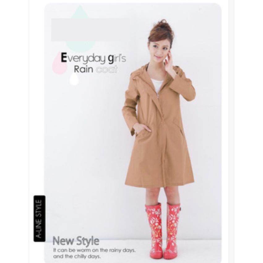 Huade Mantel Model Fashion Jepang Jas Hujan WPC Jaket Dewasa Breathablewaterproof Yu Lama Pi Wanita Wave Titik Bernapas Panjang Bagian (Khaki (Ukuran Cocok untuk Semua)) (Int: M)-Intl
