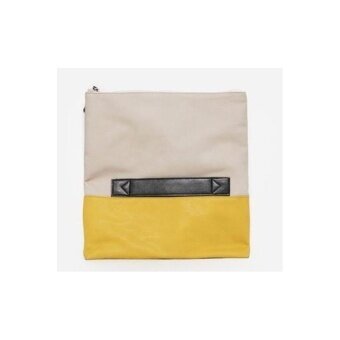 Jual Seksi Modis Wanita PU Kulit Jahitan Feminim Amplop Clutch Tas Tangan (Kuning)-Internasional