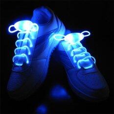 Ishowmall Tali Sepatu LED Tali Sepatu Flash Pencahayaan Cahaya Tali Stik Tali Sepatu Pesta Malam Biru