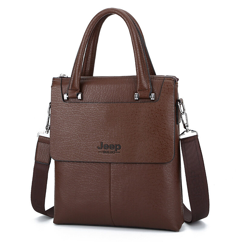 Jeep 2018 New Design Double Zippers Business Briefcase Men Genuine Leather Handbags - intl