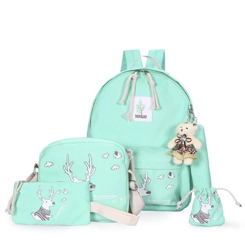 jojo versi korea dari tas bahu tas kasual kanvas bagcomputer tas college angin kecil siswa sekolah menengah sekolah bagtravel tas ransel tide mint hijau ...