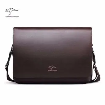 Kangaroo Premium Large Long Men Briefcase Leather Shoulder Cross Body Horizontal Messenger Bag Business Man
