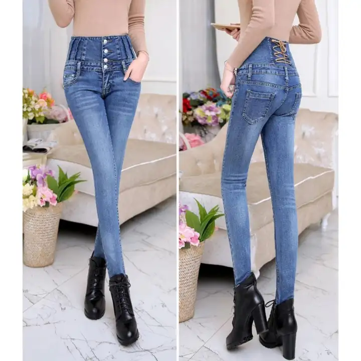 high waist slim pants