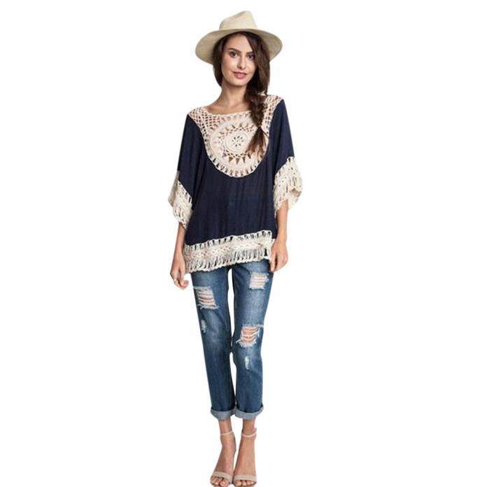 Renda Murni Manual Crochet Baju Renang Berongga Pantai Backless Tabir Surya Atasan Bu-Intl