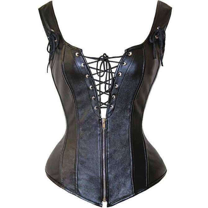 Ladies Black Lace-up and Zippers Slim Faux Leather Waist Trainer Women Retro Cosplay Costume Corset Vest Bustier Top
