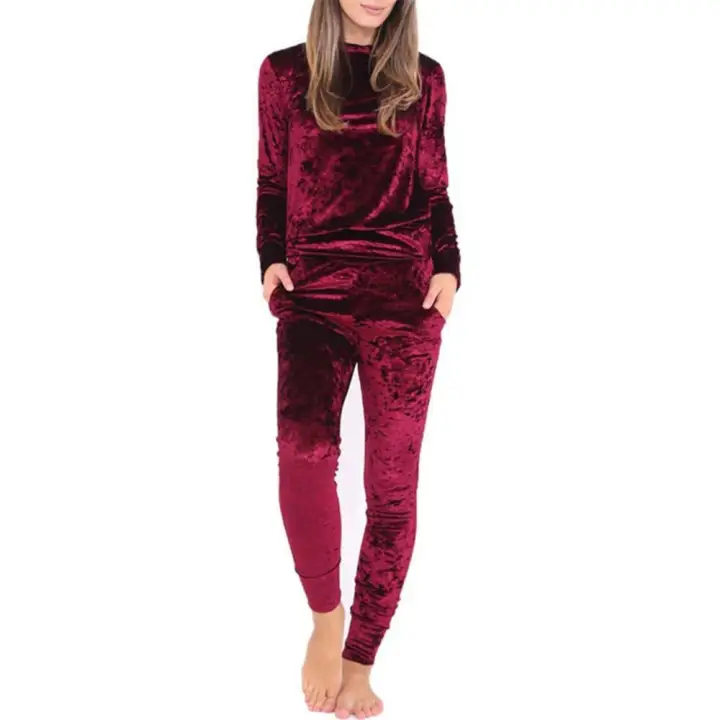 maroon velvet tracksuit