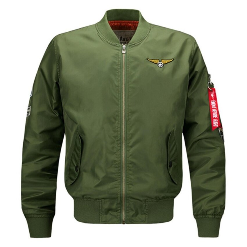 ZTStore Men Bomber Jacket Air Force One Slim Fit Pilot Bomber Jacket Coat(Army Green)(Int:L)