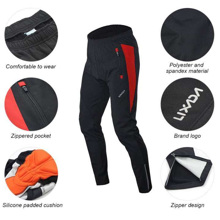 Lixada Men's Outdoor Cycling Pants Winter Thermal Breathable Comfortable Trousers with Padded Cushion Riding Sportswear