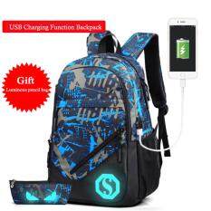 Luminous USB Charge Backpack School backpack Laptop Backpack men women reflective School Bags for teens