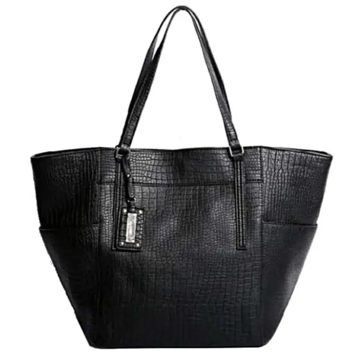 black croc shopper bag