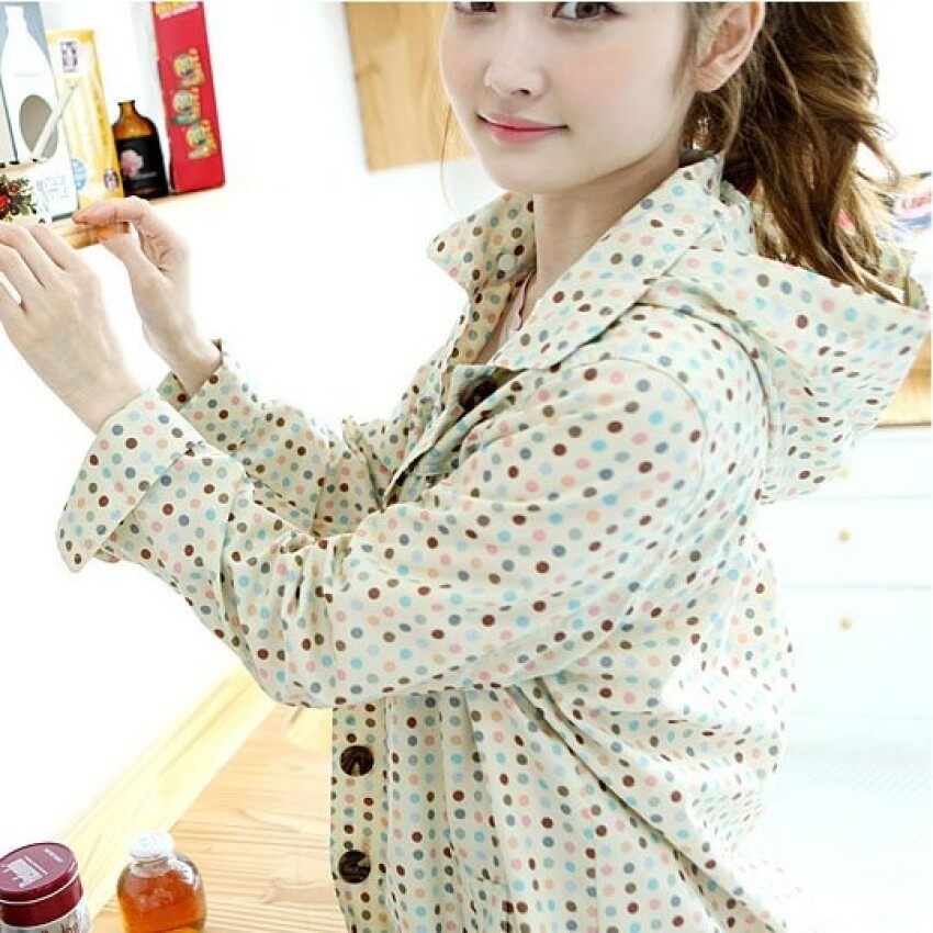 May_zz Warna-warni Dot Wanita Dewasa Gaya Korea Selatan dan Jepang Polka Jas Hujan Totol-totol (Colorful Polka Melakukan Beige) -Intl