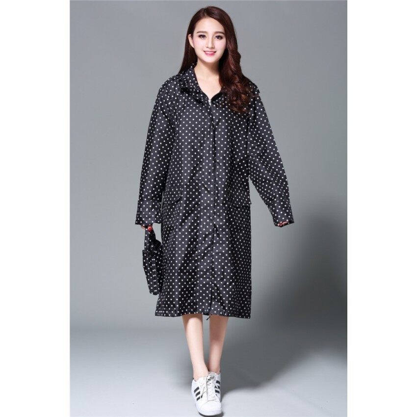 May_zz Jepang dan Korea Selatan Dewasa Women'windbreaker Gaya Jas Hujan Poncho (1003 Hitam XL) (1003 Hitam XL) -Intl