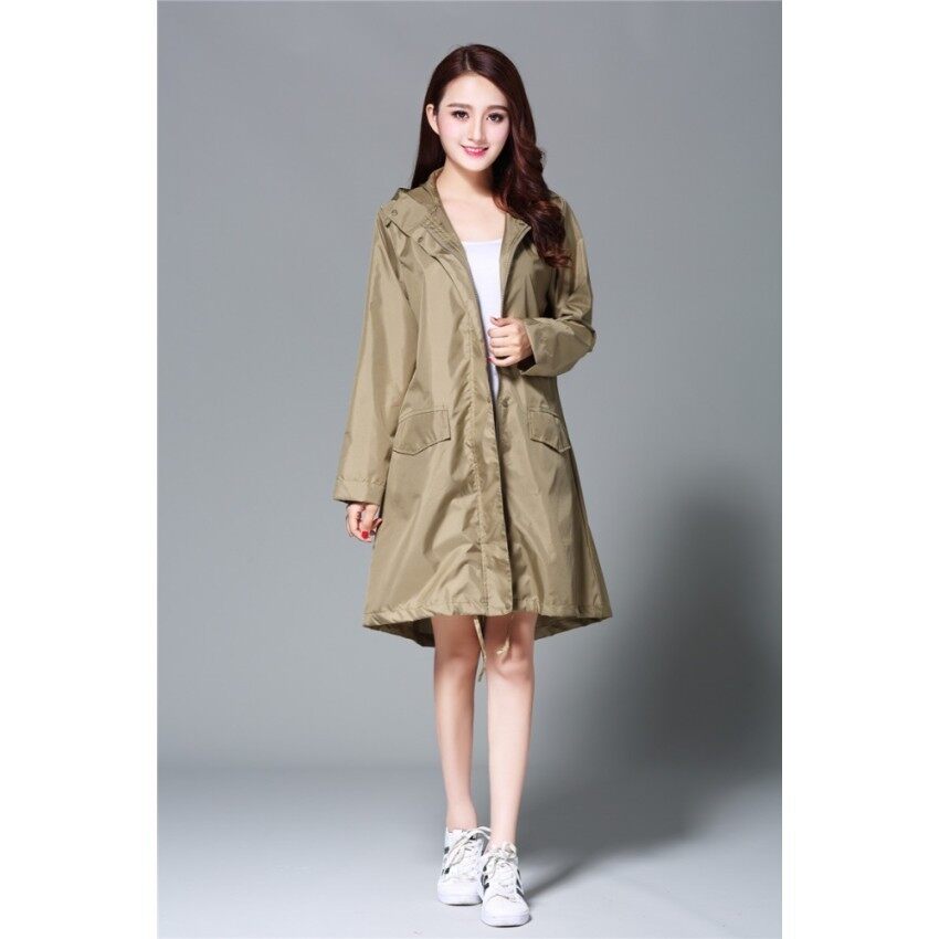 May_zz Jepang dan Korea Selatan Dewasa Women'windbreaker Gaya Jas Hujan Poncho (1003 Hijau Tua/Hijau Zaitun) (1003 Hijau Tua/Hijau Zaitun)-Intl