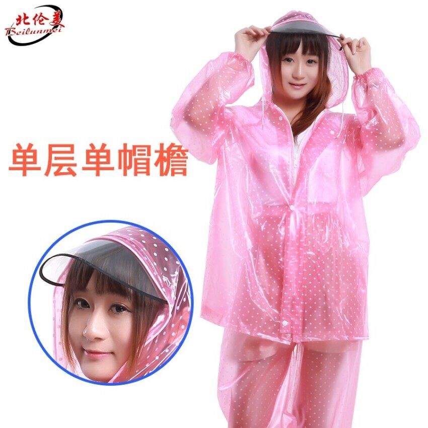 May_zz London Utara Utransparent Pria Dewasa dan Jas Hujan Wanita Jas Hujan (Merah Muda Dot Satu Tepi Topi) (Merah Muda Dot Satu Tepi Topi)-Intl