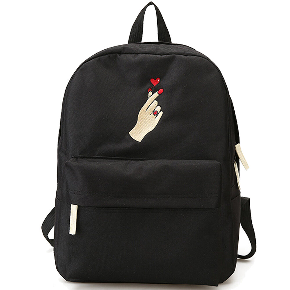 Pria Jantung Tas Punggung Kanvas Lucu Wanita Rose Ransel Bordir untuk Remaja Wanita Tas Perjalanan Mochilas