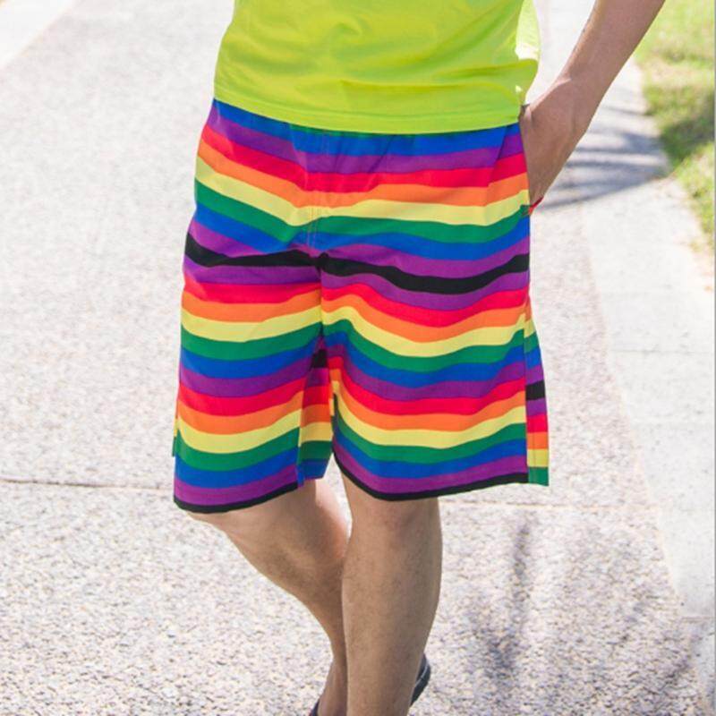 Pria Musim Panas Celana Pendek Pantai Cepat Kering Celana Pantai untuk Pasangan Rainbow Celana Pendek Olahraga Berenang Celana Pantai Setelan Ukuran Besar Baju Renang Liburan-Intl