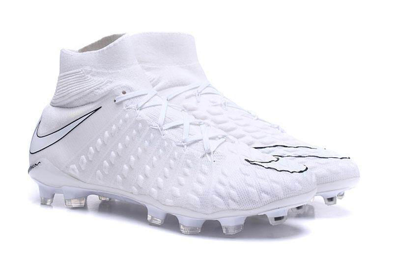 Laki-laki Asli Nikee Sepatu Sepak Bola Hypervenom Phantom III DF FG Sneakers Ukuran 39-46 (Semua Putih) -Internasional
