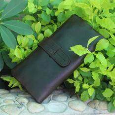 Pria Dompet Kulit Panjang Dompet Kopi