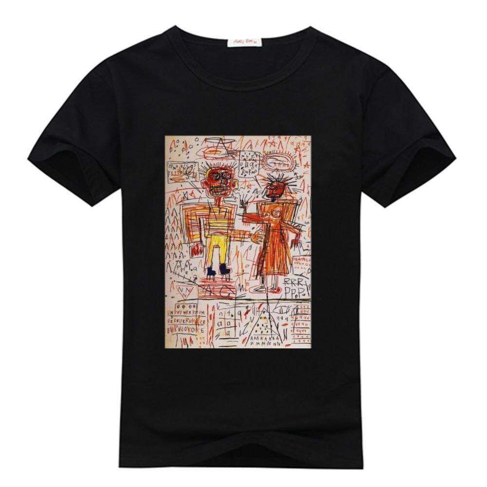 Pria S Kaos O-neck Kustom Hitam Michel Kemeja T Basquiat Jean