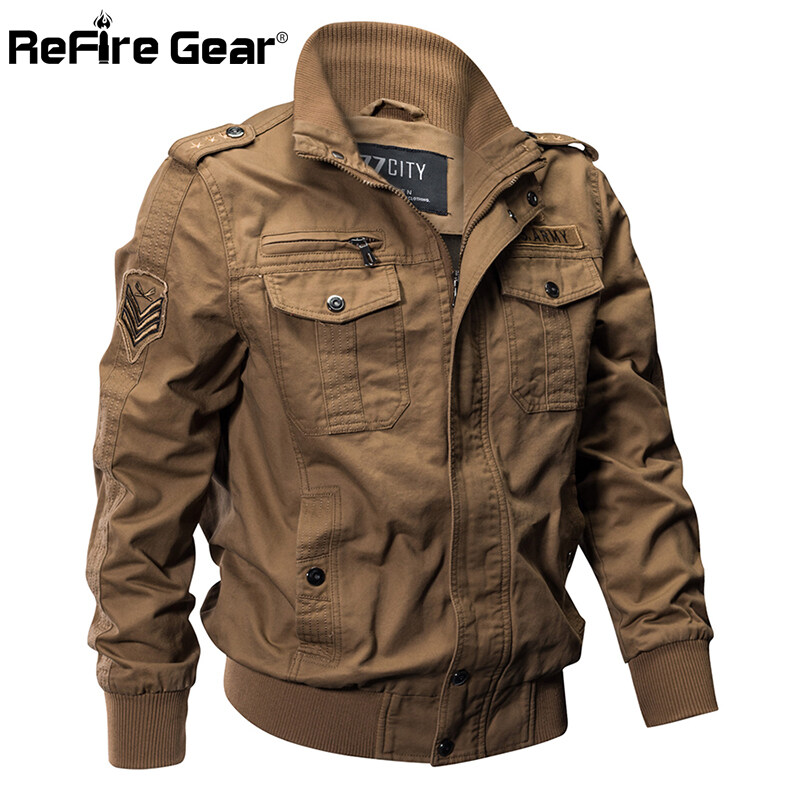 Pilot Militer Jaket Pria Musim Dingin Musim Gugur Bomber Mantel Katun Taktis Army Jaket Pria Kasual Penerbangan Angkatan Udara-Intl