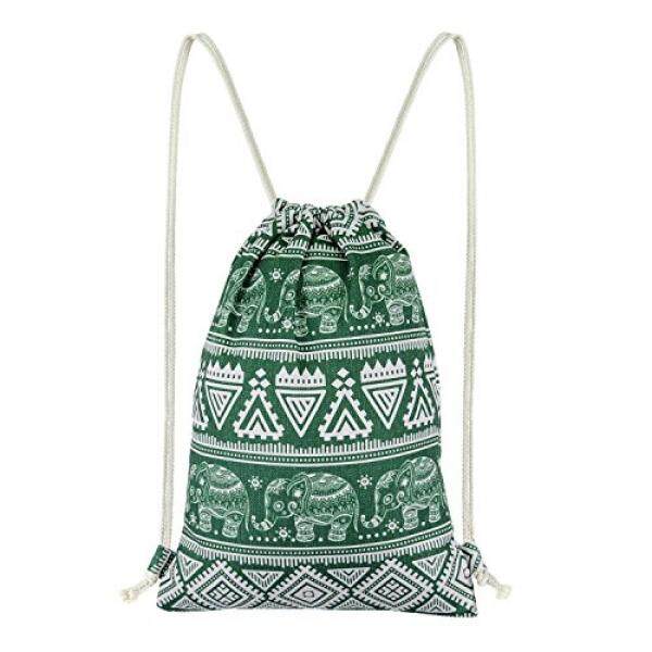 Miomao Ransel Kolor Tas Gajah Geometris Kanvas Outdoor Sackpack, Sport At Zalora Now!! Pakaian Anak-anak Anak Perempuan Tas Tote Tas Tangan Unisex Yoga Daypack Ransel Berpergian, 13X18, Hunter Green-Intl