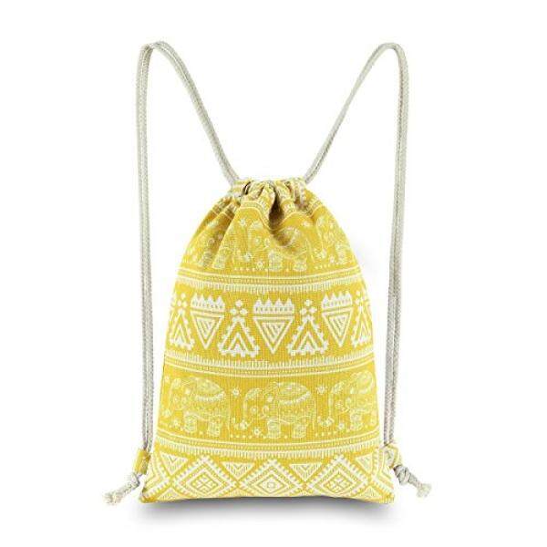 Miomao Ransel Kolor Tas Gajah Geometris Kanvas Outdoor Sackpack dengan Saku, Sport At Zalora Now!! Pakaian Anak-anak Anak Perempuan Tas Tote Tas Tangan Unisex Yoga Daypack Ransel Berpergian, 13X18, Kuning-Intl