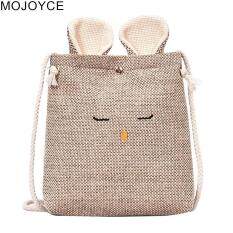 Mojoyce Bentuk Kelinci Katun Linen Tas Selempang Kecil Tas Selempang