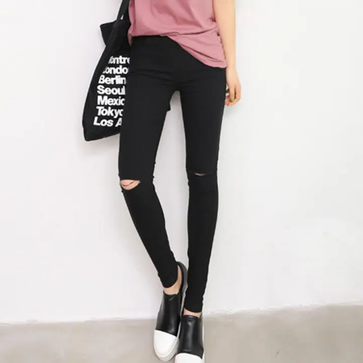 black pants with holes