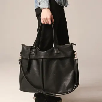 black tote bag with shoulder strap