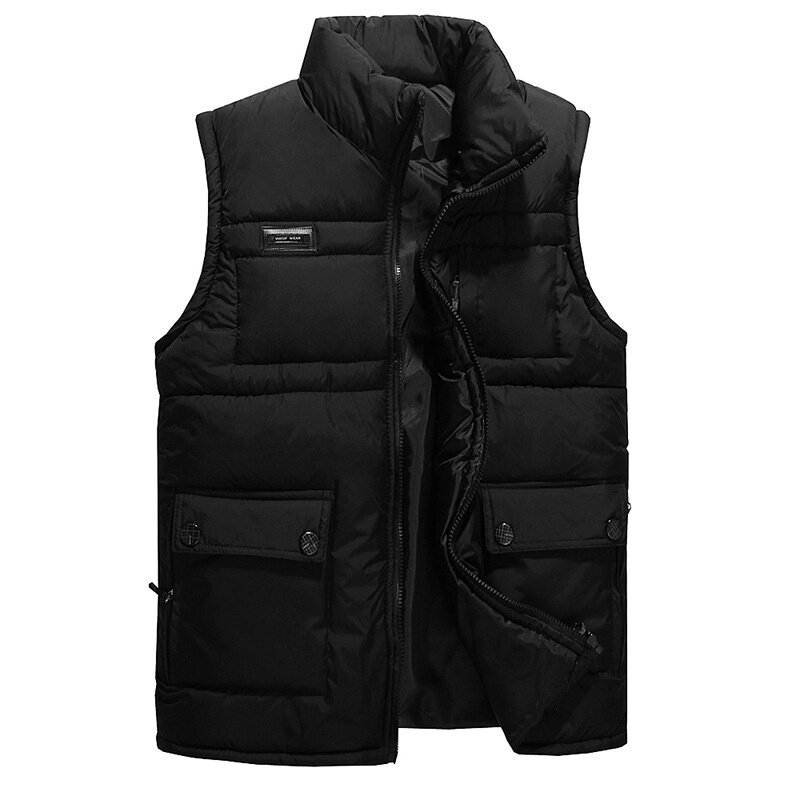 Baru Pria Jaket Tanpa Lengan Veste HOMME Musim Dingin Kasual Modis Mantel Pria Berkerudung Berlapis Kapas Pria Rompi Pria Penebalan Rompi -Intl