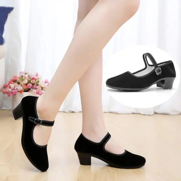 black block heel mary jane shoes